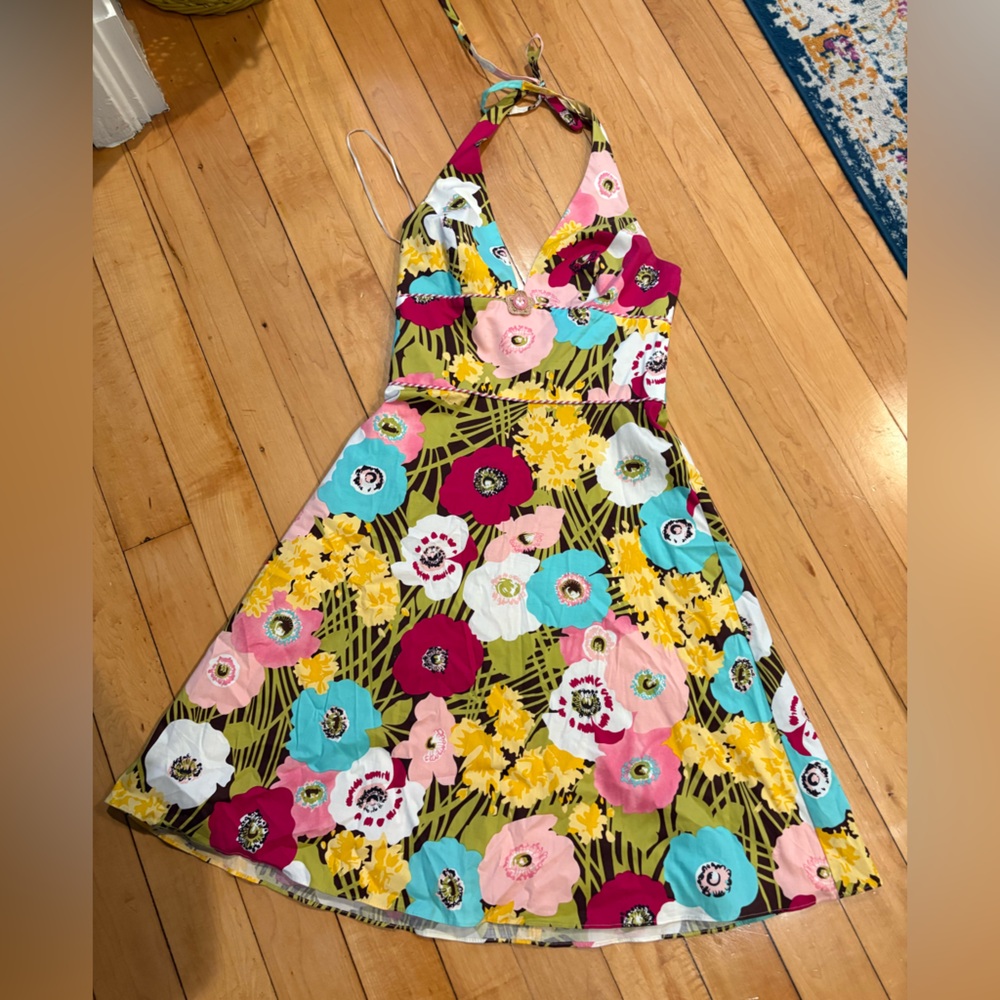Floral A.B.S halter Dress - Multicolor flowers